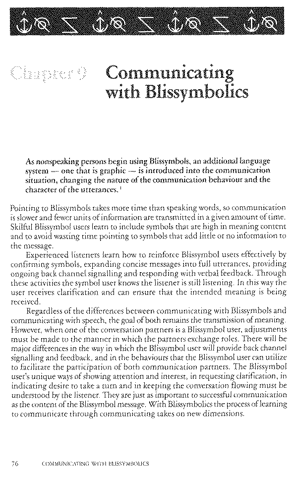 Communicating with Blissymbolics, 76