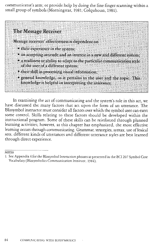 Communicating with Blissymbolics, 84